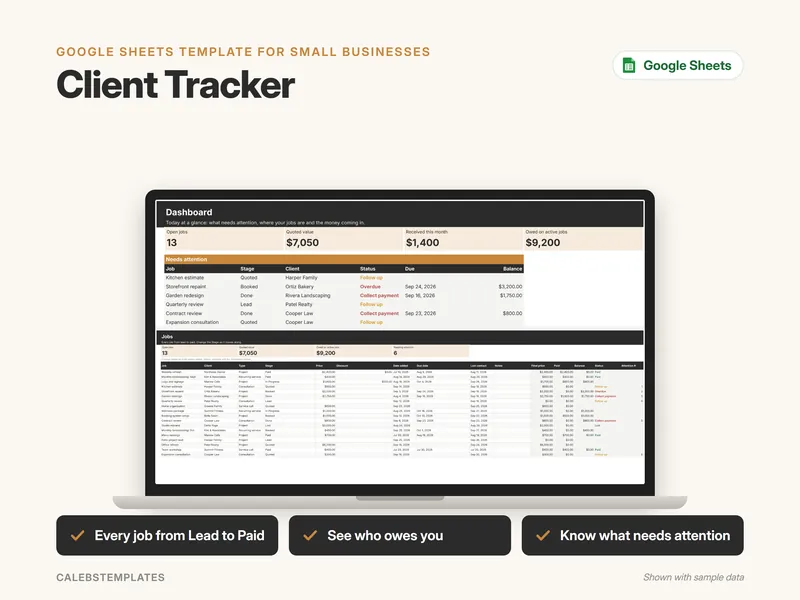 Client Tracker Google Sheets template