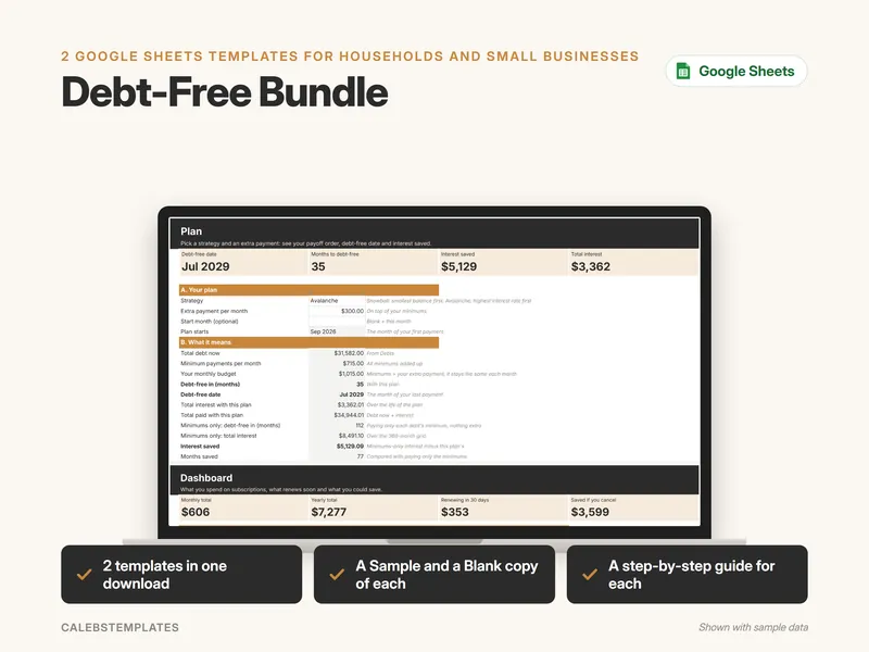 Debt-Free Bundle Google Sheets template