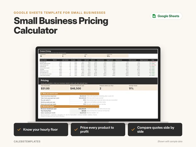 Small Business Pricing Calculator Google Sheets template
