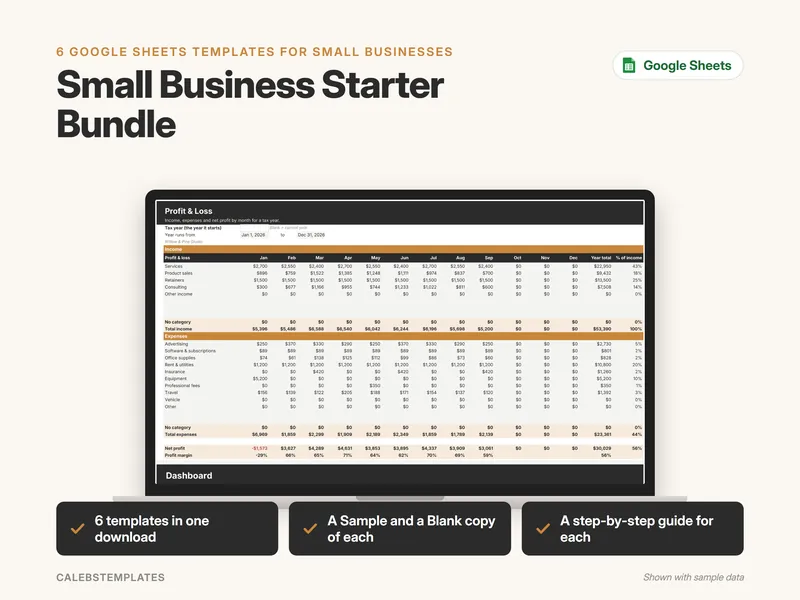 Small Business Starter Bundle Google Sheets template